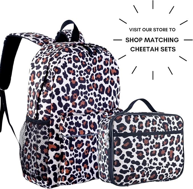 Fenrici Cheetah Backpack for Girls, Kids, Teens, Kids' Backpack, Kids' School Bookbags with Multiple Padded Compartments, Cheetah, 16"