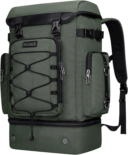 WITZMAN Travel Backpack for Men Women Carry on Bags for Airline Approved Convertible Duffle Luggage Backpack Shoe Compartment（B691 Light Green）