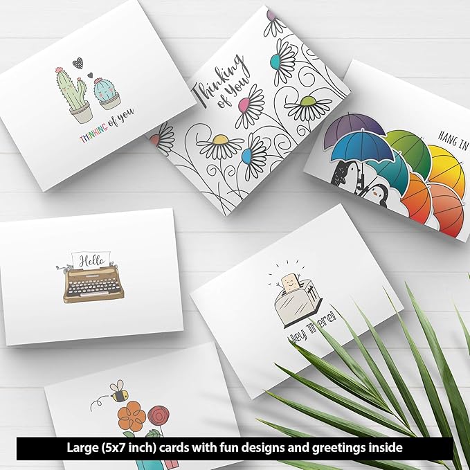 Dessie 30 Unique Thinking Of You Cards With Greetings Inside. Large Greeting Cards Boxed Set. 30 Different Designs - No Repetition. Assorted Color Envelopes, Gold Seals, Storage Box.