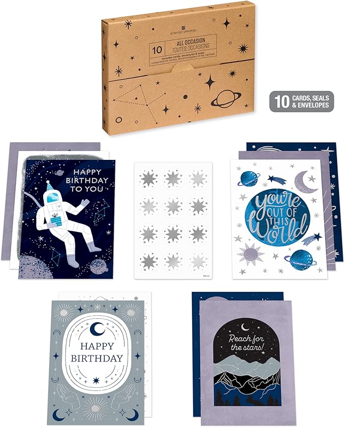 American Greetings 10-Count All Occasions Card Bundle with Envelopes- Birthday, Congrats, Support, Friendship, Thank You, and Sympathy