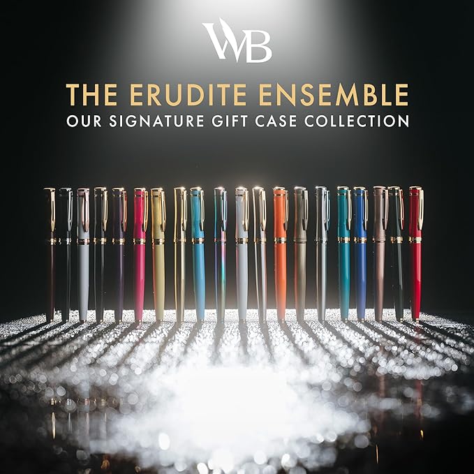 Wordsworth & Black Fountain Pen Set, Medium Nib, Includes 6 Ink Cartridges and Ink Refill Converter, Gift Case, Journaling, Calligraphy, Smooth Writing Pens [Silver Chrome] Perfect for Men and Women