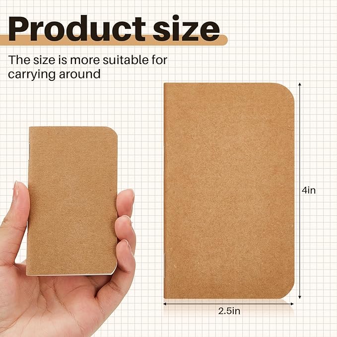Outus 15 Pcs Mini Pocket Notebook 2.5" x 4" Small Journal Kraft Paper Notepads Bulk Softcover Pocket Notepad Memo Diary Subject Notebooks for Traveler Worker(Brown,Blank Style)