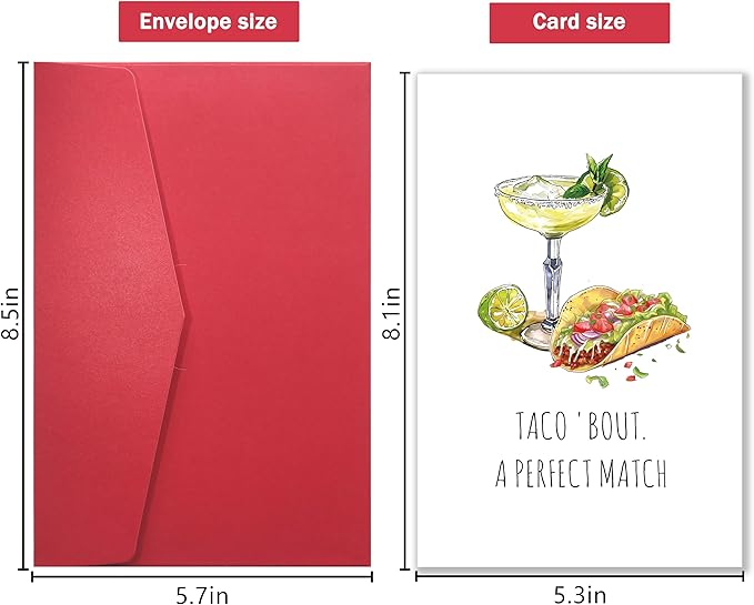 Funny Wedding Shower Card for Couples Newly Engaged, Humorous Pun Engagement Card for Bride and Groom, Congrats Engagement Card for Friend, Taco 'Bout A Perfect Match