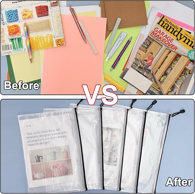 EOOUT 42pcs Mesh Zipper Pouch, Black Waterproof Zipper Bags for Organizing Storage, Letter Size/A4 Size Puzzle Bag, Zipper File Bags for Board Games and School Office Supplies