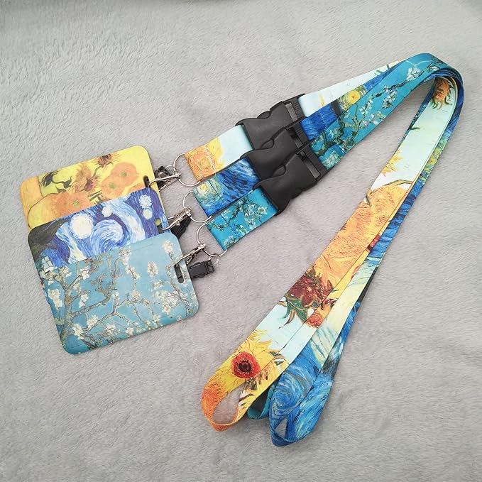 3Pack Detachable Lanyard with ID Badge Card Holder Silky Keychain Lanyards Keys Neck Strap with Metal Lobster Clip Clasp and Charm Hard Card Case for Women Men Adults (3)