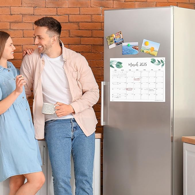 Cabbrix Magnetic Desk Calendar 2024-2025, Aesthetic Refrigerator Calendar 15 x 12 Inch Runs From Now to Dec 2025, Desk Blotter Calendar for Home School and Office(Green Leaf)