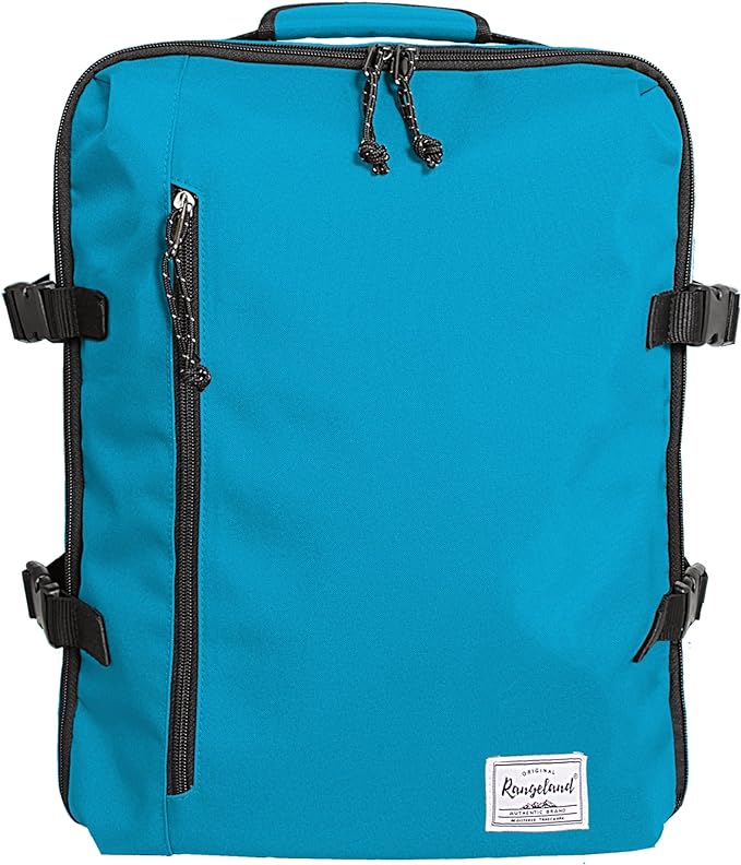Cabin Hand Luggage Backpack Small Carry-On Daypack Airplane Travel Under-seat for Women Men fits 15.6-inch Laptop, Water Blue
