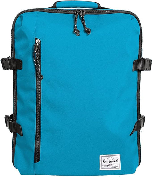 Cabin Hand Luggage Backpack Small Carry-On Daypack Airplane Travel Under-seat for Women Men fits 15.6-inch Laptop, Water Blue
