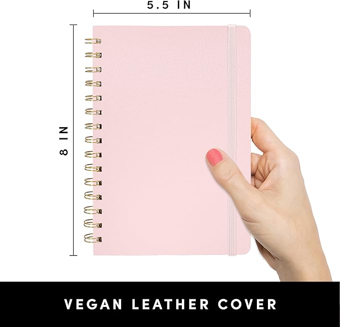 PAPERAGE Lined Spiral Journal Notebook, (Blush), 160 Pages, Medium 5.5 inches x 8 inches - 100 GSM Thick Paper, Hardcover, Double-Wire Spiral Journal & Notebook