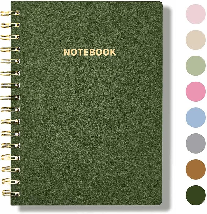 Spiral Notebook College Ruled Soft Cover Suede Aesthetic Note book 160 Pages 8.5" x 6.34" For Work Note taking,Journals For Writing School Office With Double-Sided Pocket,100GSM Thick Paper