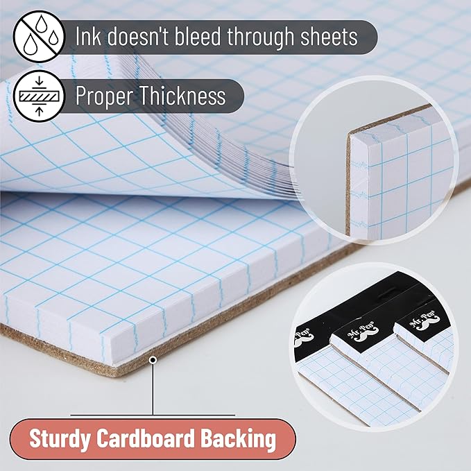 Mr. Pen- Graph Paper, 2 Pack o 55 Sheets, 8.5"x11", 4x4 (4 Squares Per Inch), Graphing Paper, Grid Paper Pad, Math Graph Paper Pad, Drafting Paper, Computation Pads, Square Paper, Math Paper