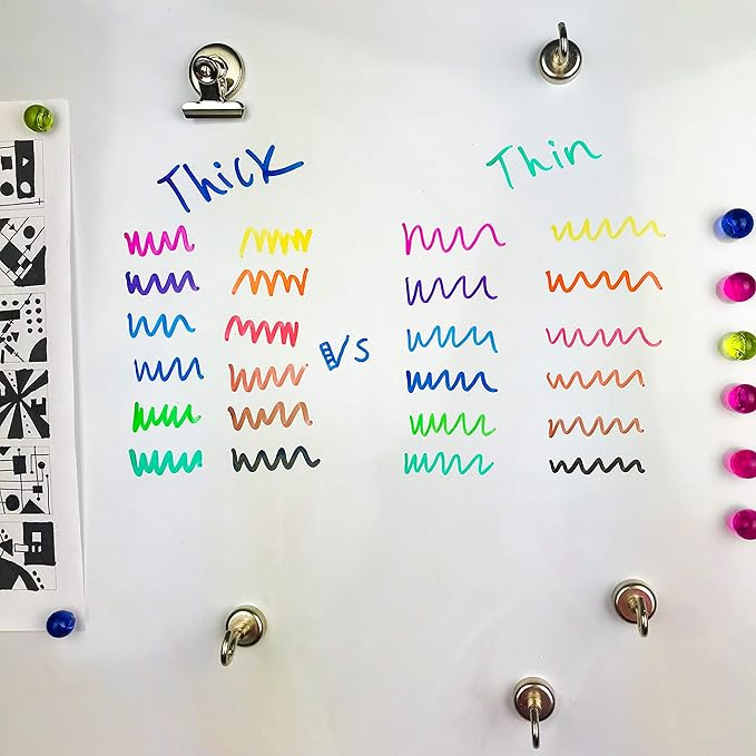 Artellius 40 Pack of Dry Erase Markers (12 ASSORTED COLORS W/ 7 EXTRA BLACK) - Thick Barrel Design - Perfect Pens For Writing on Whiteboards, Dry-Erase Boards, Mirrors, & All White Board Surfaces