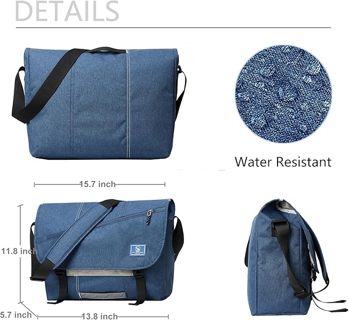 OIWAS Laptop Messenger Bag for Women 15.6 Inch Satchel Bag Men Crossbody Shoulder Bags Briefcase Bag Travel Work Computer Blue