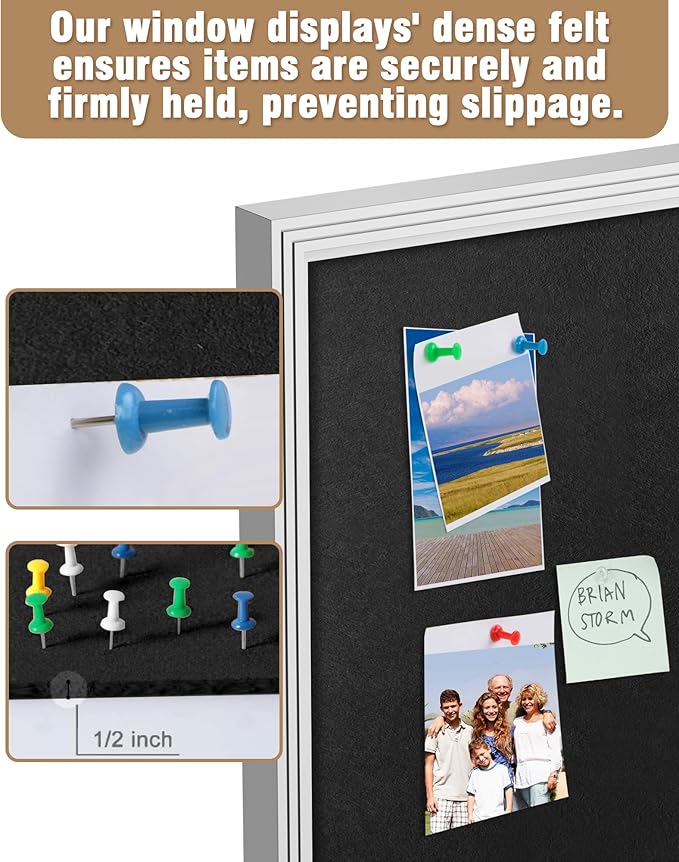 36"x24" Enclosed Bulletin Board, Outdoor Lockable Weather-Resistant Aluminum Cork Noticeboard for School & Office, Silver Frame w/Black Flet