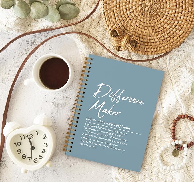 OXW Difference Maker Appreciation Gift, Meeting Notebook for Work, Thank You Gifts for Leader Mentor Manager Boss, Office Supplies Social Worker Notebook, Blue Hardcover Spiral Notebook 5.5 x 8.3