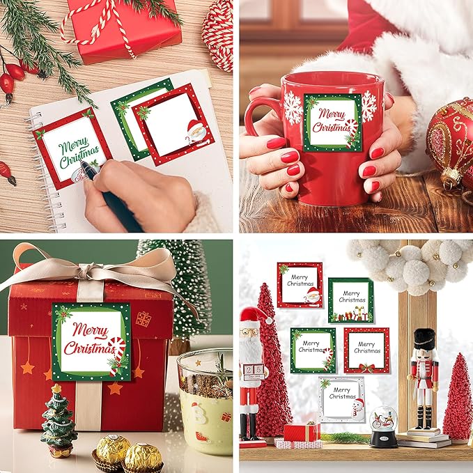 16 Pieces Christmas Sticky Notes Christmas Design Self-Adhesive Note Pads Christmas Sticky Memo Notes for School Office Home Supplies Students Teachers Present
