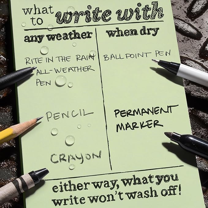 Rite in the Rain Weatherproof Side Spiral Kit: Tan CORDURA® Fabric Cover, 4.625" x 7" Green Notebook, and Weatherproof Pen (No. 973-KIT)