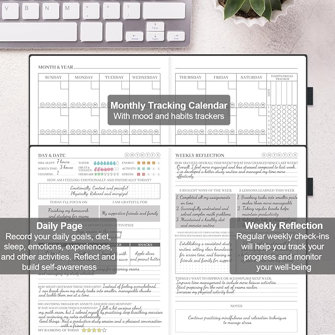 Mental Health Journal, 91-Day Self Care Journal for Women Men, Guided Anxiety & Stress Relief Journal with Mood Tracker, Cognitive Behavioral Therapy Journaling with Mental Health Coloring Pages & Dream Journal
