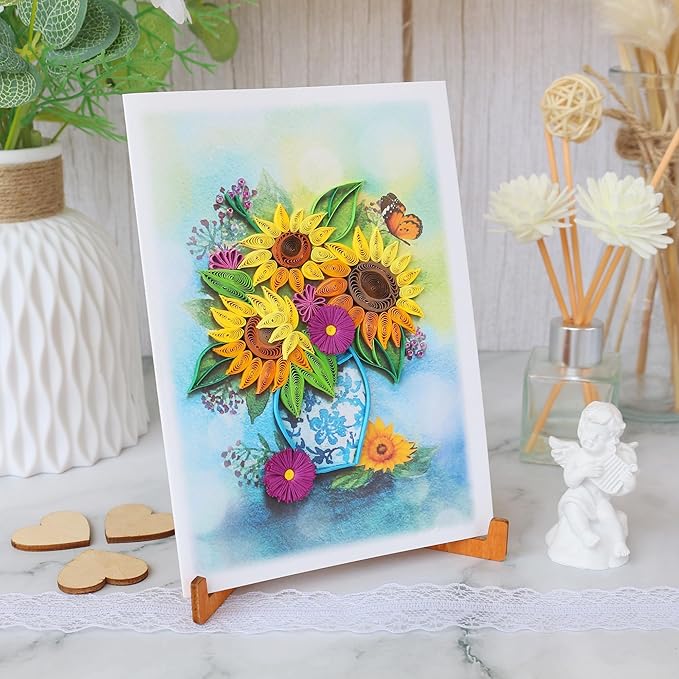 KingKraft Birthday Card for Women, Happy Birthday Card for Mom, Sister, Daughter, Sunflower Quilling Card, Anniversary Card for Wife, Thinking of You, Valentines Day Card, Mothers Day Card