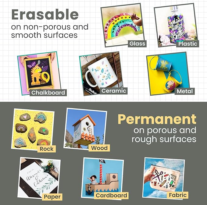 Metallic Chalk Markers (8 Pack) Liquid Chalk Pens for Blackboards, Chalkboard, Bistro Menu, Window Markers for Cars - Wet Wipe Erasable - 15mm Jumbo Nib