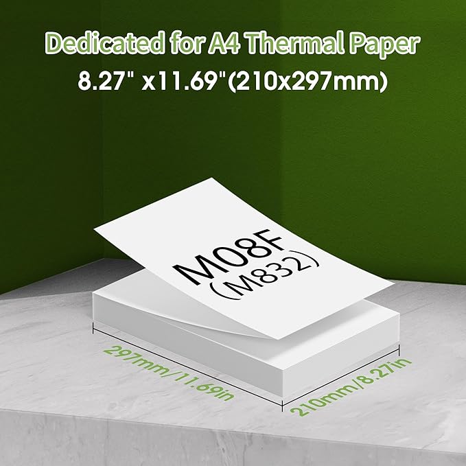 Thermal Paper, A4 Size, 100 Sheets, Compatible with Brother PocketJet PJ762/PJ763MFi, Hprt, Phomemo, etc.