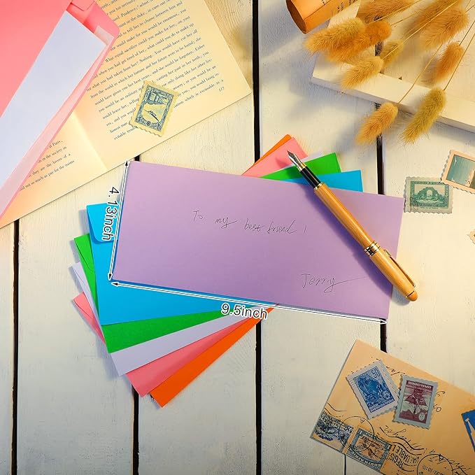 500 Pcs #10 Business Envelopes Adhesive Standard Envelopes Colored Envelopes for Office Check Invoices Letters Letterhead Invitations Announcements 4-1/8 x 9-1/2'' (Bright)