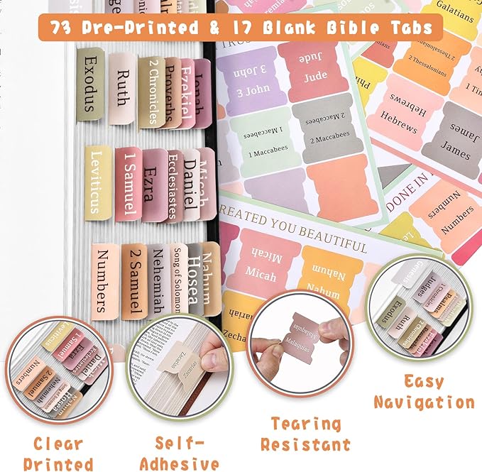 Bible Journaling Kit, Include 12 Bible Highlighters and 6 Pens No Bleed, 90 Laminated Bible Tabs, Magnetic Bookmarks, Sticky Notes, Bible Study Supplies Essentials Set for Women & Men