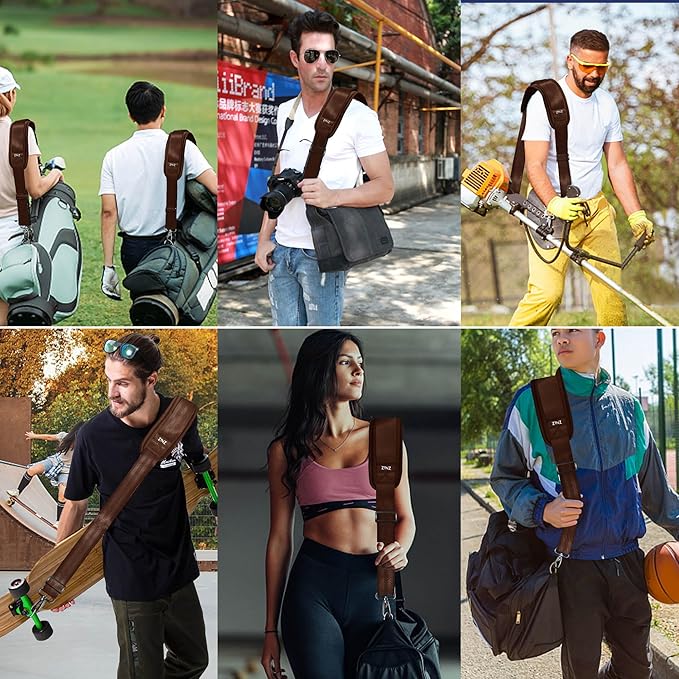 ZINZ 75" Shoulder Strap with Fixed Pad and Dual Balanced Buckles，Brown