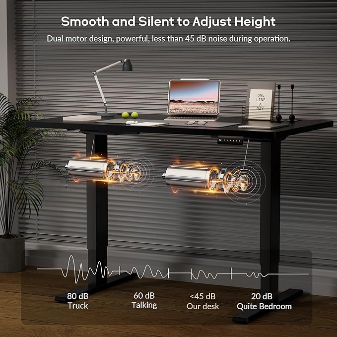Dual Motor Electric Standing Desk Frame, Height Adjustable Table Legs for Max 90″ x 44″ Desktop with 265 lbs Capacity, Ergonomic Sit Stand Up Desk Base for Home Office, Black Frame Only