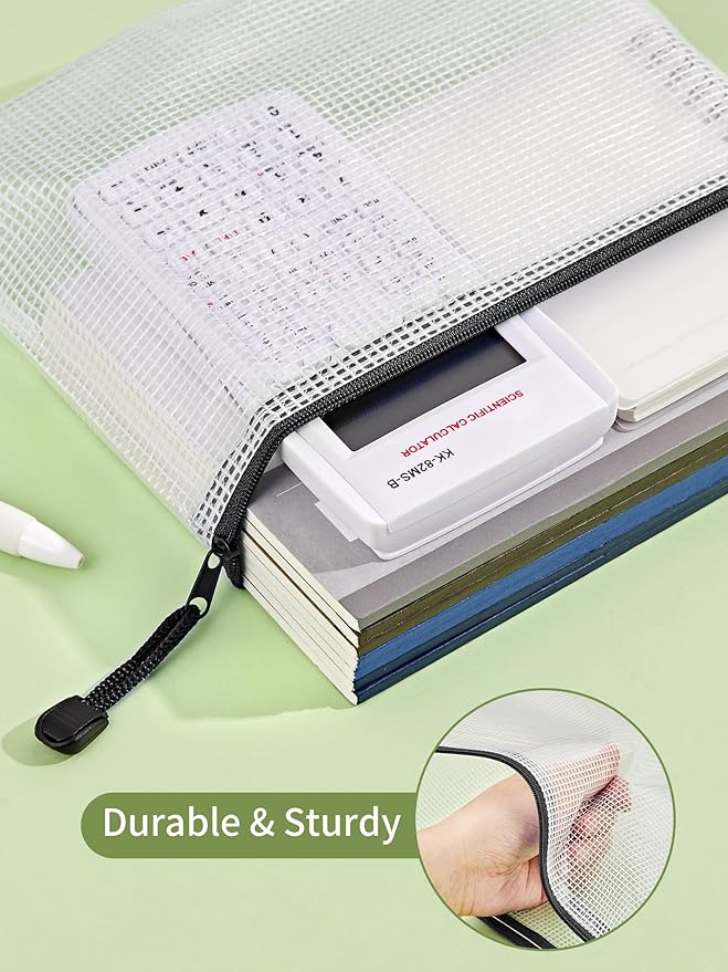 JARLINK 20 Pack Zipper Mesh Document Pouch, 6x9 Inch/A5, Plastic Water-Resistant File Bags, for School Office Supplies, Cosmetics Travel Storage, Assorted Color