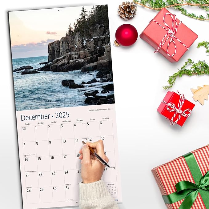 RED EMBER America's National Parks 2025 Wall Calendar 12 Month | 12" x 24" Open | Thick & Sturdy Paper | Giftable | Calendar 2025