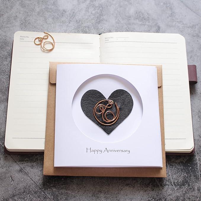 Personalized Initial Copper Card, Copper Initial, Anniversary Card for Her, Couple, Gift for Her (T)
