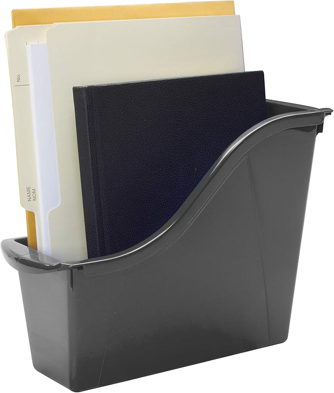 Storex Small Book Bin, Linking Storage Bins, Dry Erase Surface, 11.75" x 8.5" x 4.5", Onyx, 6-Pack, Oynx