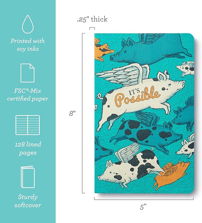 Compendium Softcover Journal - It’s Possible – A Write Now Journal with 128 Lined Pages, 5″W x 8″H