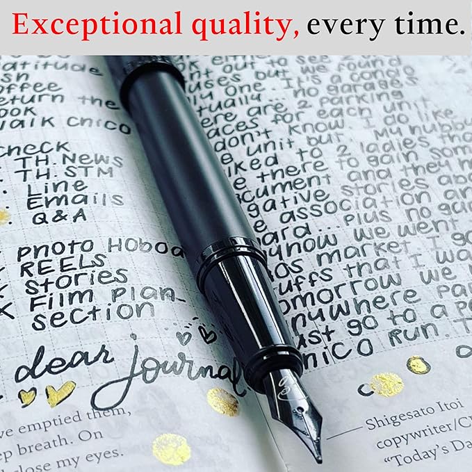 Vibrant Fountain Pen Ink Refills - 24 Pack Vibrant 6 Colors International Standard Size Cartridges - Premium Quality & Non-Toxic - Long-Lasting Ink