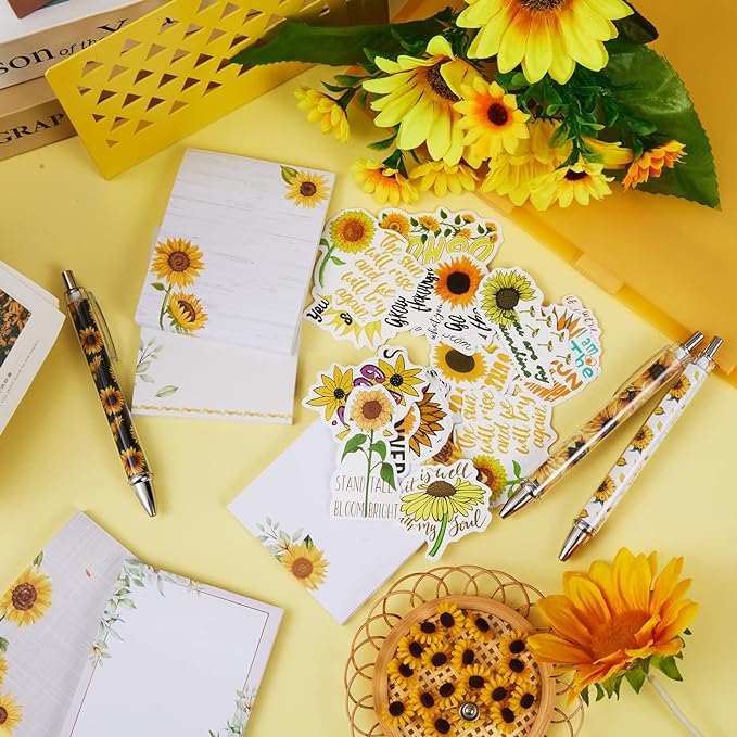 Sabary 9 Pads Sticky Notes 3.15 x 3.94 Inches Cute Self Sticky Note Pads Colored Adhesive Notepad for Memo Reminder Journal Studying Office Home Gift(Sunflower)