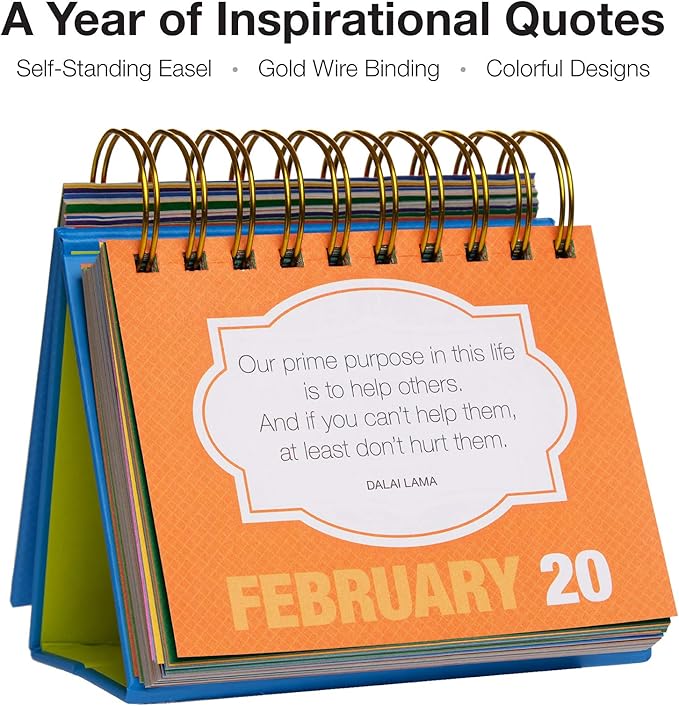Global Printed Products Motivational & Inspirational Perpetual Daily Flip Calendar Self-Standing Easel (Bright Colors)