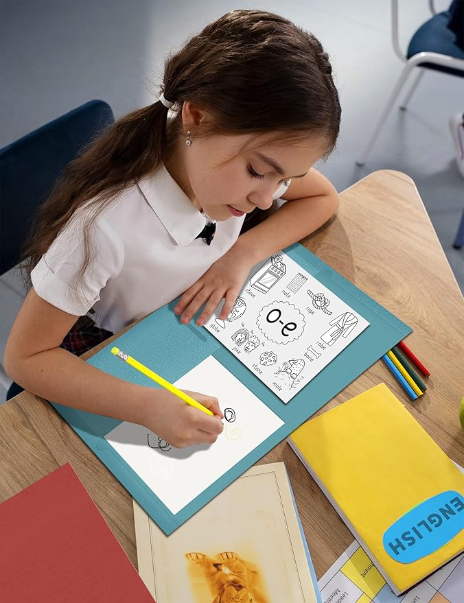 SUNEE Folders with Pockets (25 Pack, Warm Blue), 2 Pocket Folders Fit Letter Size Paper, Paper File Folder for School Office Home Business, Textured Paper