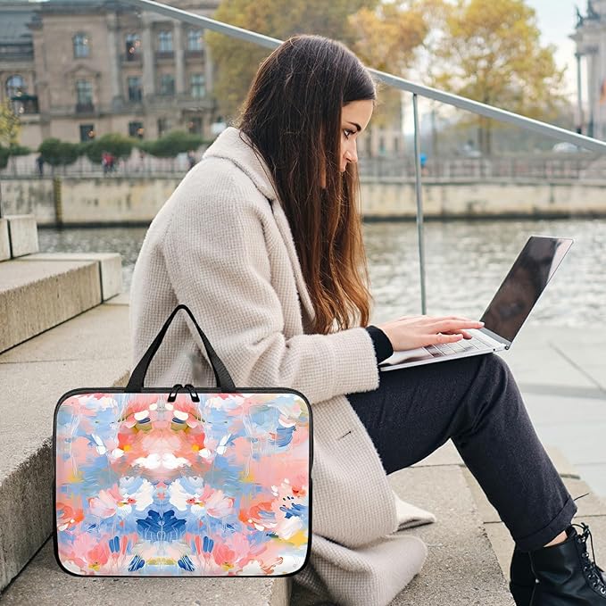 Universal Laptop Sleeve Tablet Case 12 inch, Watercolor Flowered Slim Carrying Case Durable Handbag Travel Laptop Bag for Surface Pro 9 8 7/Laptop Go 2 3, MacBook Air 11/12