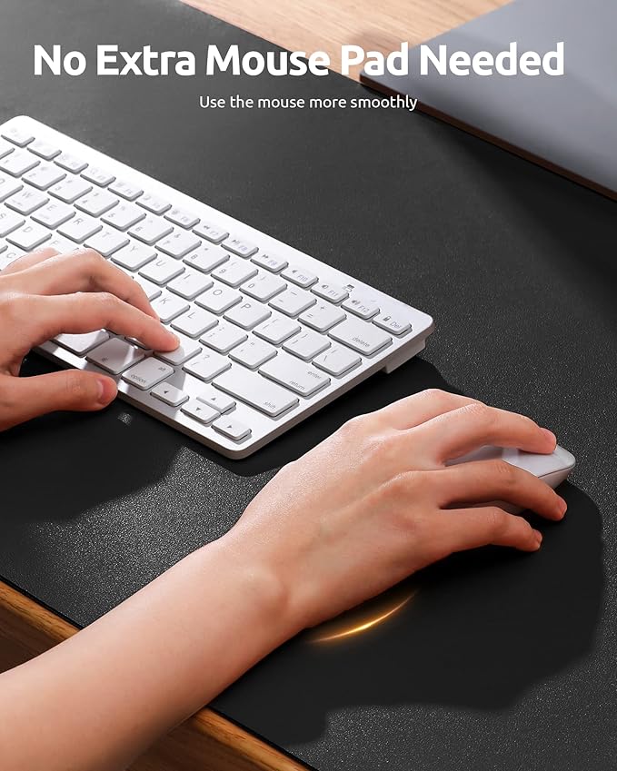 YSAGi Leather Desk Mat, Large Mouse Mat, Non-Slip Desk Pad Desk Protector Mat, Waterproof PU Leather Laptop Mat Table Mat Desk Writing Pad for Office and Home (90 x 43 cm, Black)