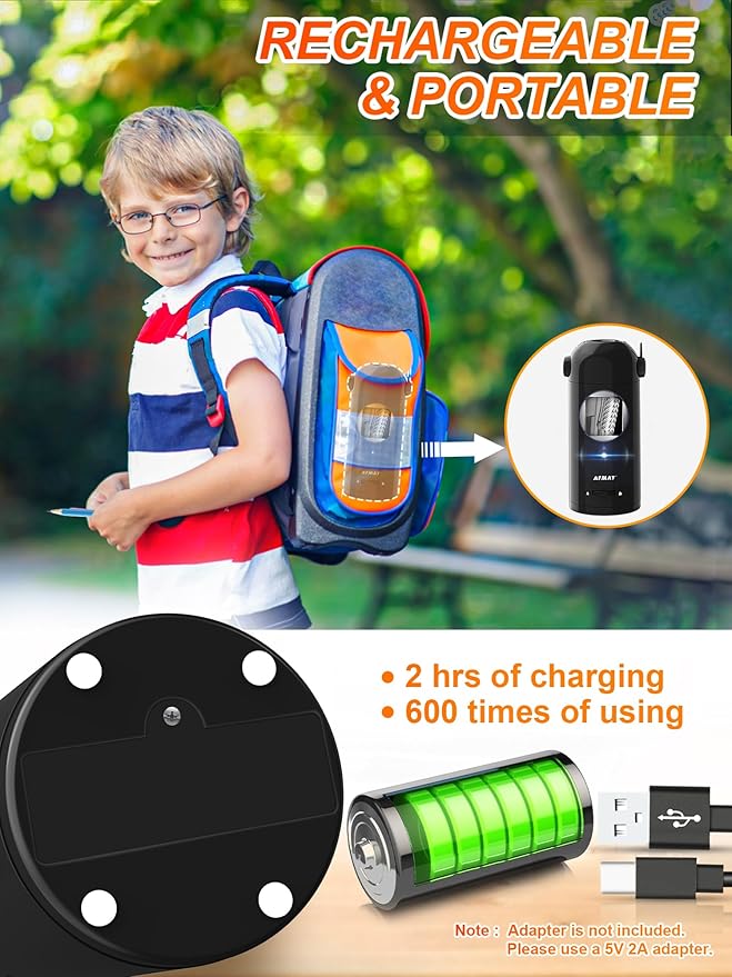 AFMAT Electric Pencil Sharpener for Colored Pencils 7-11.5mm, Robot Pencil Sharpener, Fully Automatic Rechargeable Hands-Free Pencil Sharpener for Large Pencils, Home, Classroom, Battery Operated