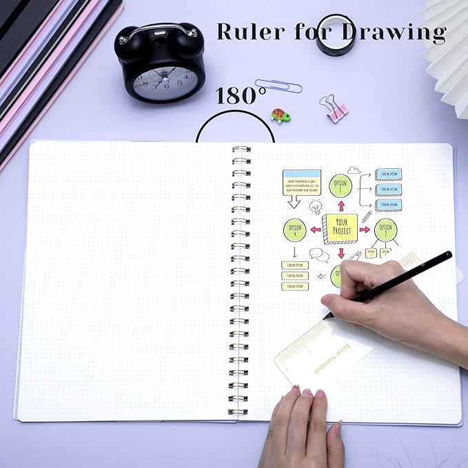 Yoment Bullet Dotted Journal Spiral Notebook 8.5 x 11 A4 Large Dot Grid Notebooks, 100 GSM Thick Dot Paper, Journaling Notebooks for Work School Sketching, A4 Purple