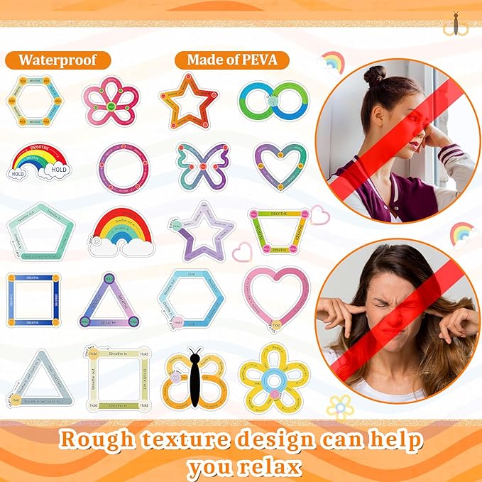80 Pcs Anxiety Sensory Stickers with Inspirational Quotes Calm Textured Strips Relief Mental Health Stickers School Office Adhesive Sensory Tape Anti Stress Toys for Adults Teens (Vibrant)
