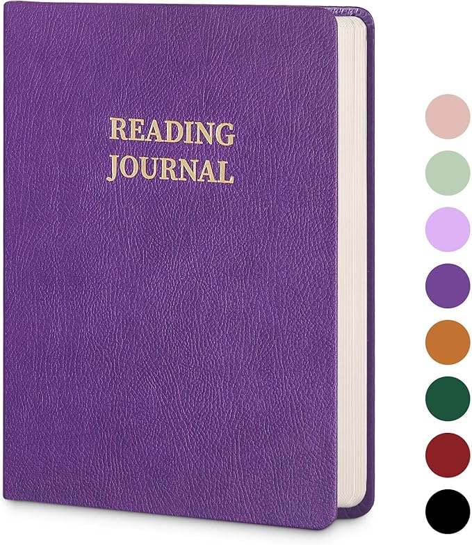 Reading Journal Book Lovers Gifts Book Journal Hardcover Leather For Readers Review and Track Your Reading (121 Book Reviews, Dark Purple)