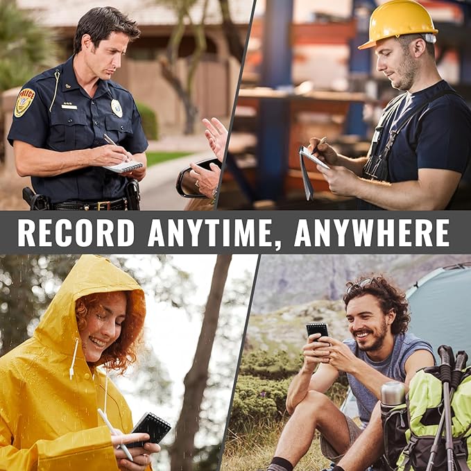 POPYOLA 6 Pack Waterproof Pocket Notebook, 3 x 5 Pocket Notepad, All Weather Small Mini Spiral Notepad with 100 Lined Pages for Outdoor Office School