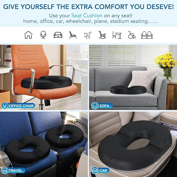 Lumbar Support Pillow for Office Chair Car, Gaming Chair Lower Back Pain Relief Memory Foam Cushion with 3D Mesh Cover Ergonomic Orthopedic Back Rest Cooling Gel Donut Pillow