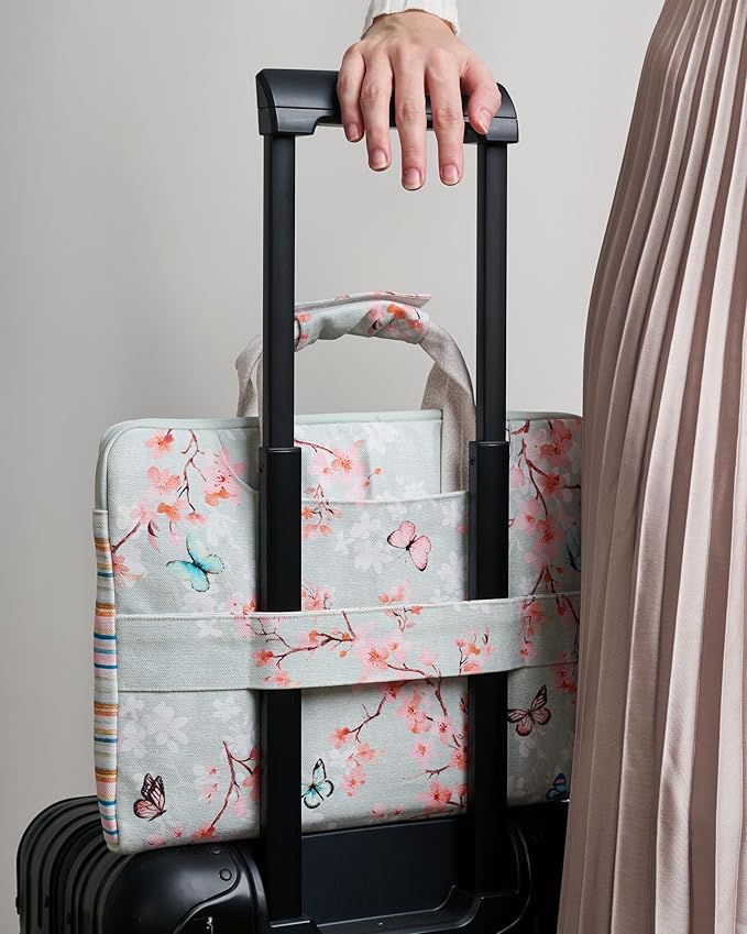 Maison d'Hermine Laptop Bag upto 13.5 inch Stain and water repellent Cotton canvas - Blossom In Spring