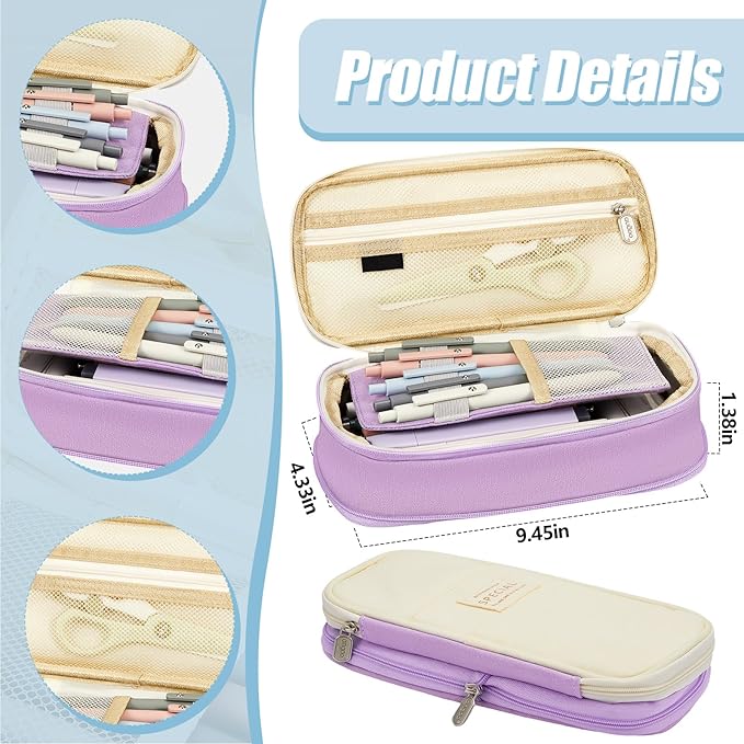 Jutom 39 Pcs Aesthetic Book Annotation Kit Pencil Case Bag with Highlighter Gel Pen 700 Sheets Transparent Sticky Notes Pads Index Tab Bible Study Supplies for School(Purple,Cute Style)