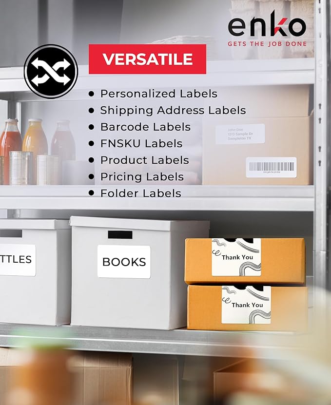 enKo - Compatible DK-2205 Continuous Blank White Paper Labels (2.4 Inch x 100 Feet) Use with Brother QL Label Printers QL-800, QL-820NWB QL 810W - [12 Rolls + 4 Refillable Cartridge Frames]