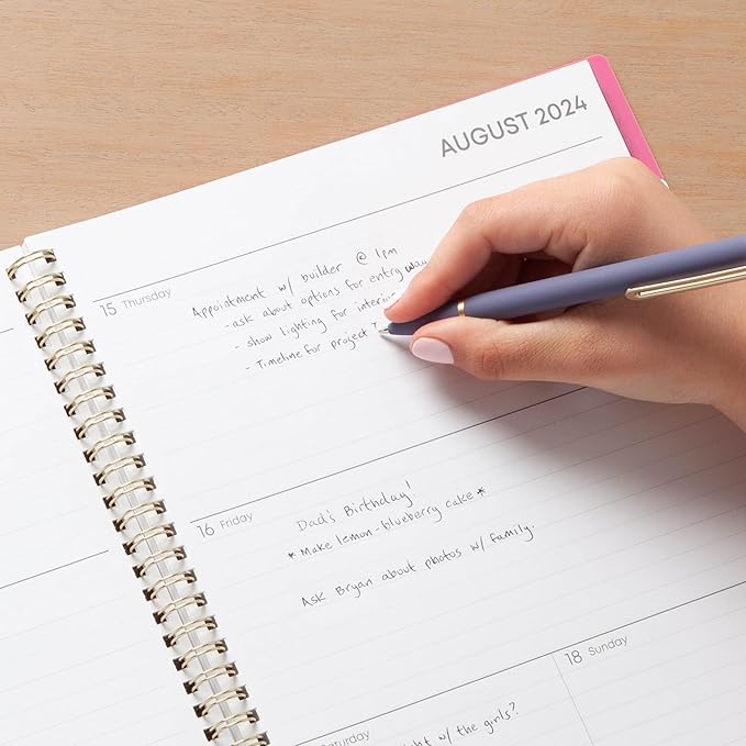 Blue Sky 2024-2025 Academic Year Weekly and Monthly Planner, July 2024 – June 2025, 8.5" x 11", Frosted Flexible Cover, Wirebound, Roosevelt Pink (150150)